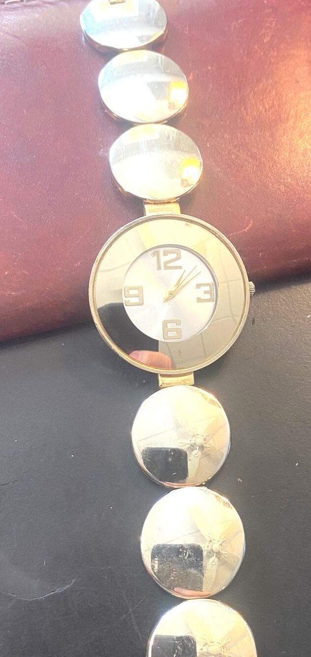 Elegant Women's Gold Tone Watch, Screw Back, Locking Clasp